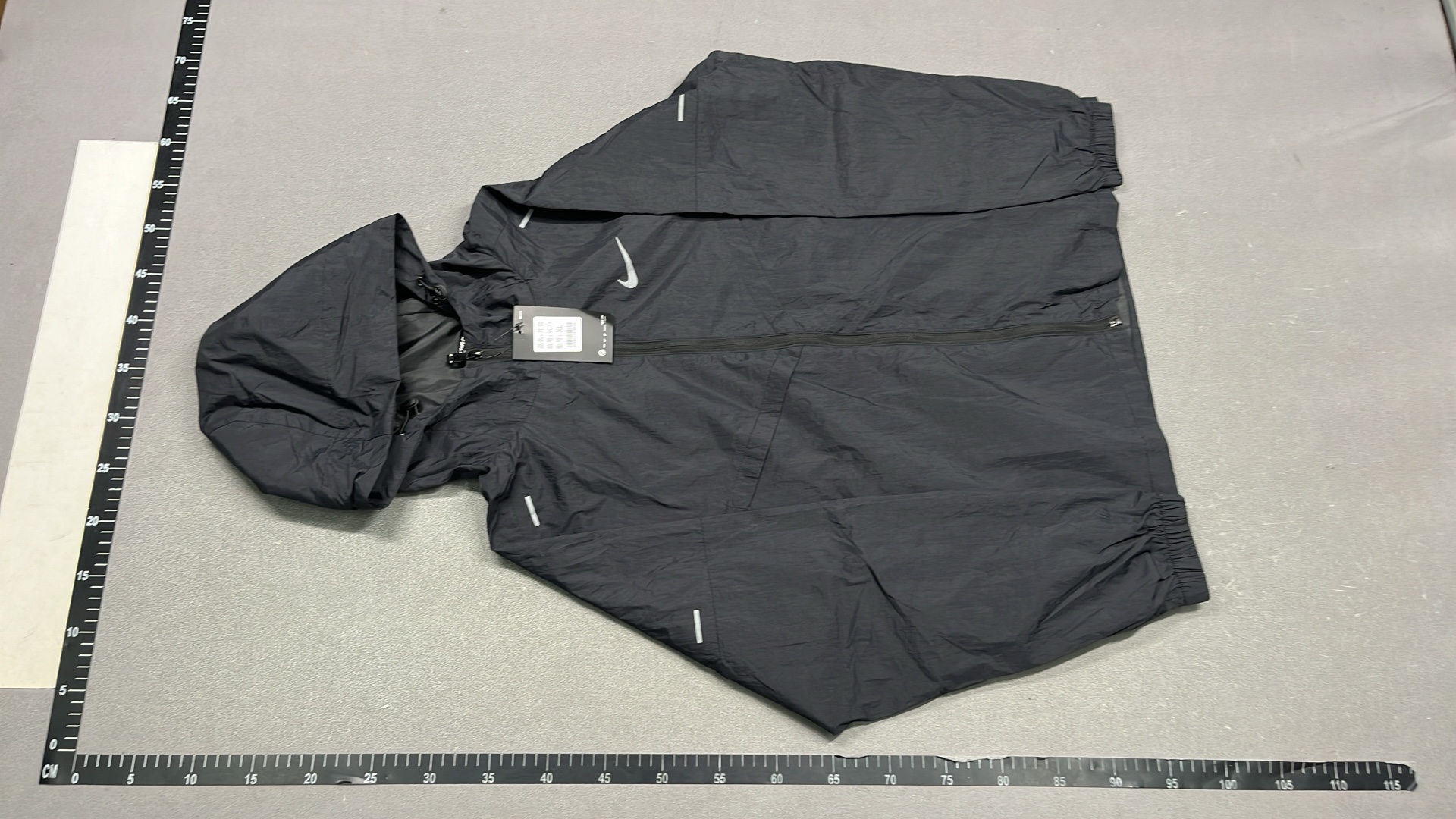 Nike Men's Black Windrunner Jacket with Hood and Reflective Logo