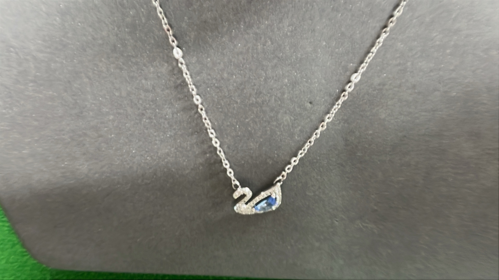 Elegant Swan Necklace with Pink & Blue Gemstones