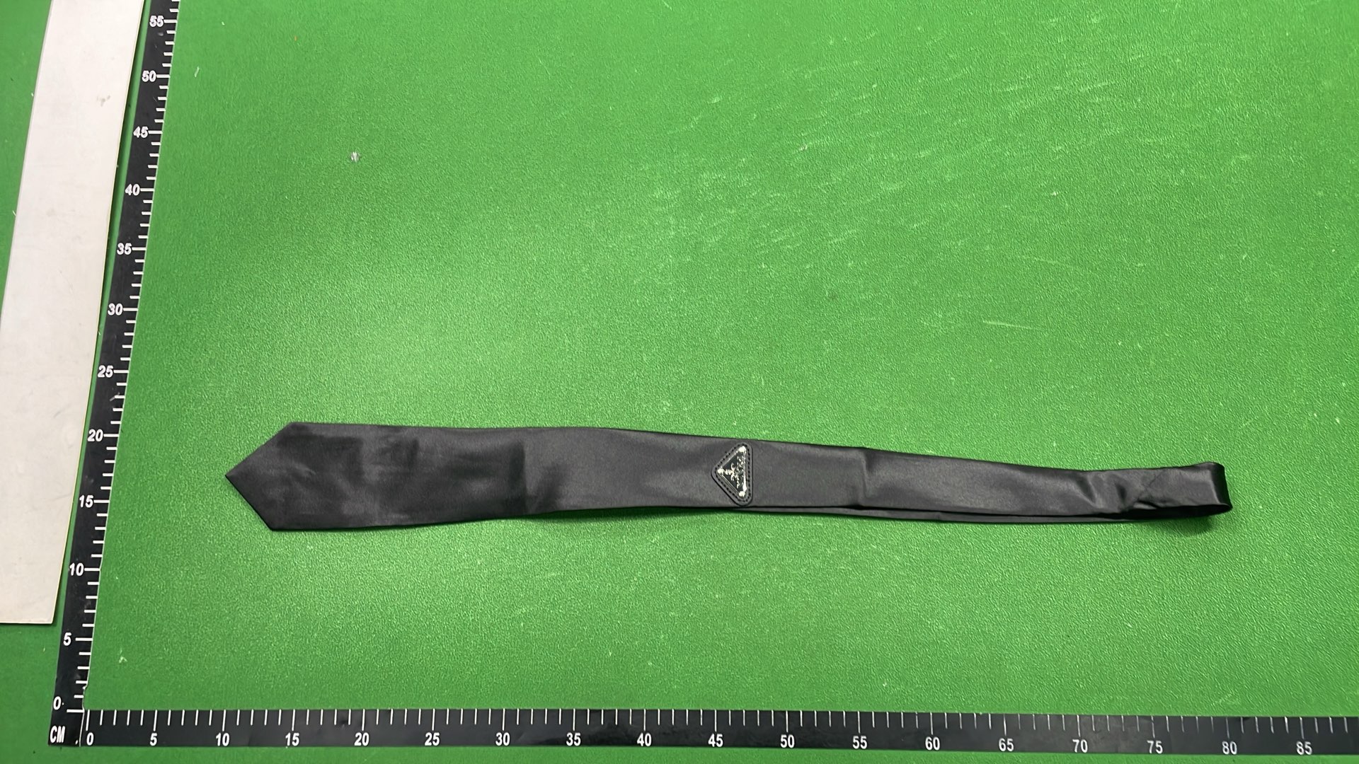 Prada Black Satin Tie with Logo Plaque