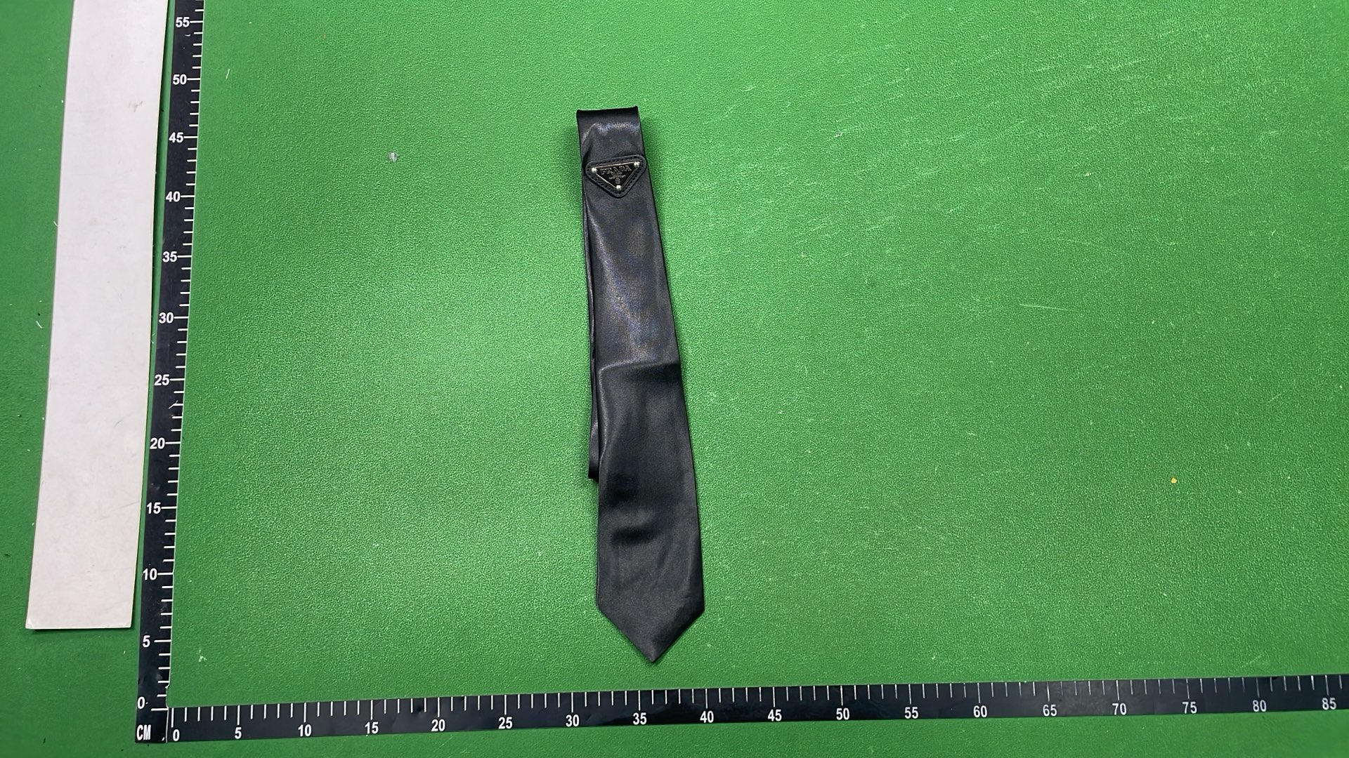 Prada Black Satin Tie with Logo Plaque