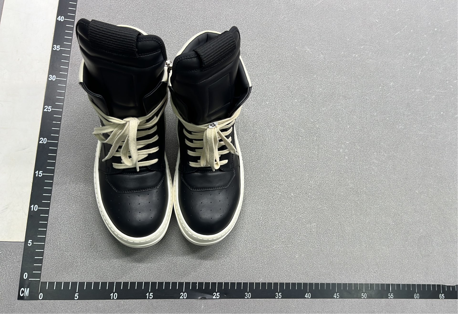 Black High-Top Leather Sneakers with White Toe and Laces