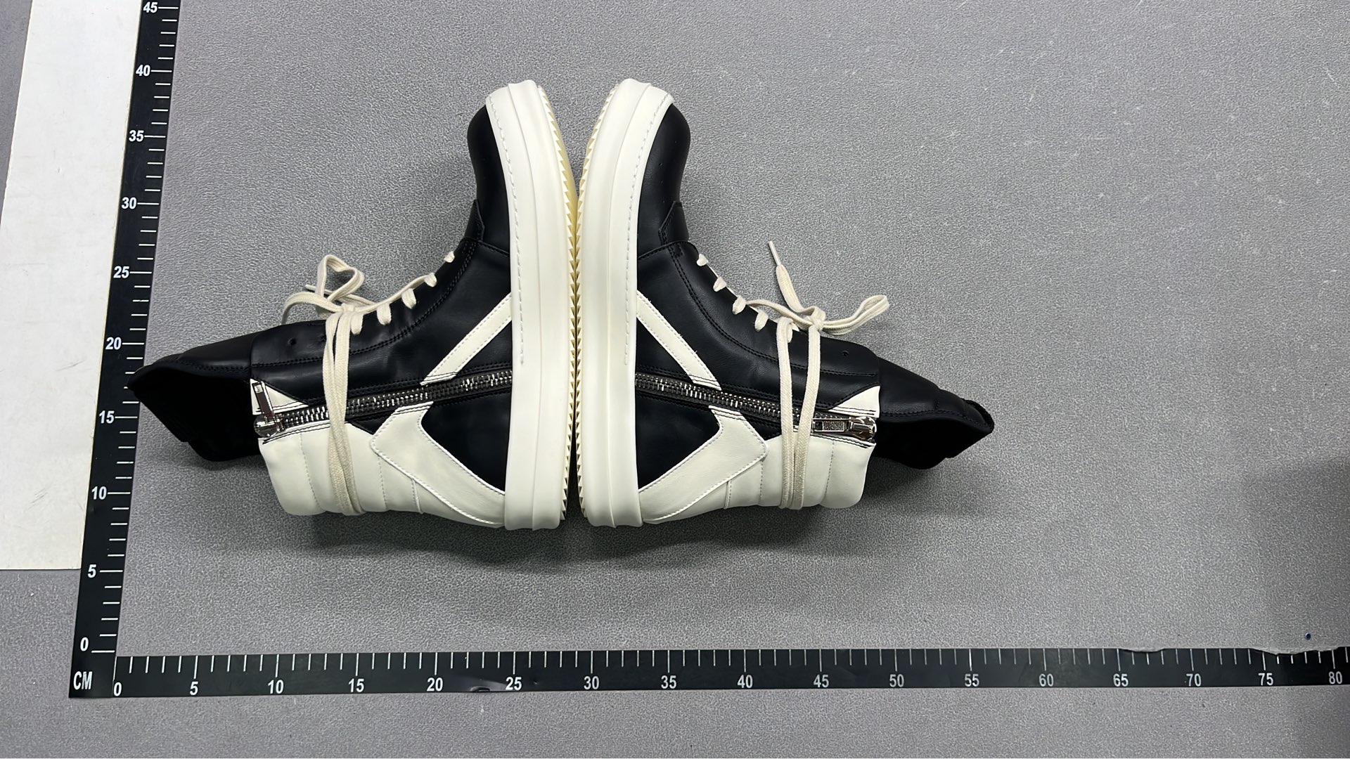 Black High-Top Leather Sneakers with White Toe and Laces