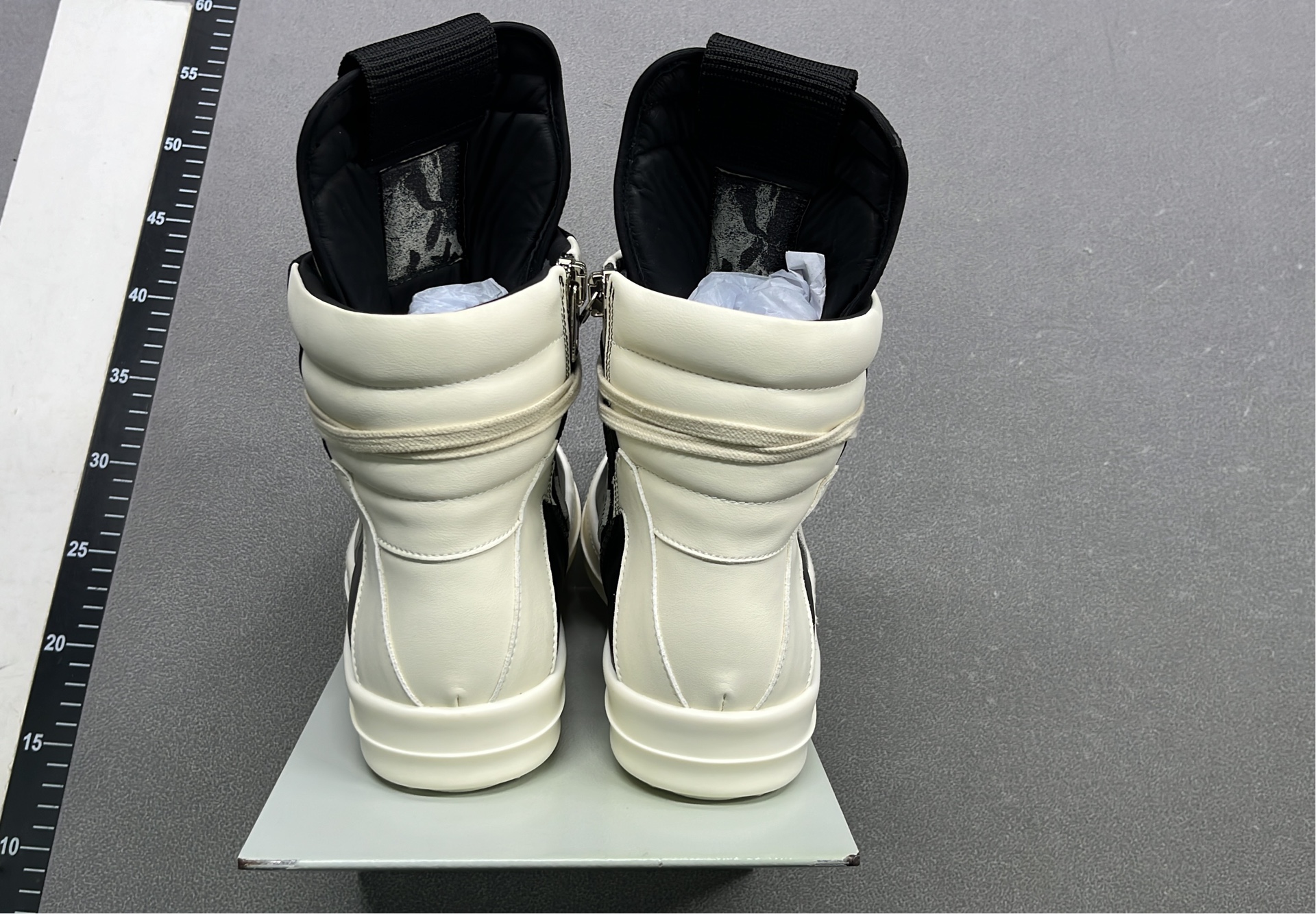 Black High-Top Leather Sneakers with White Toe and Laces
