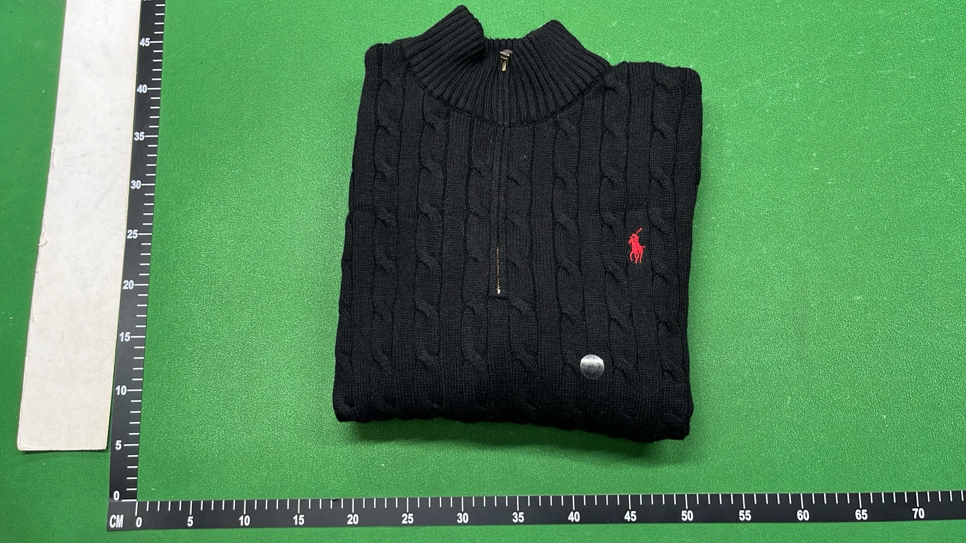 Men's Black Quilted Zip-Up Sweater with Pony Logo