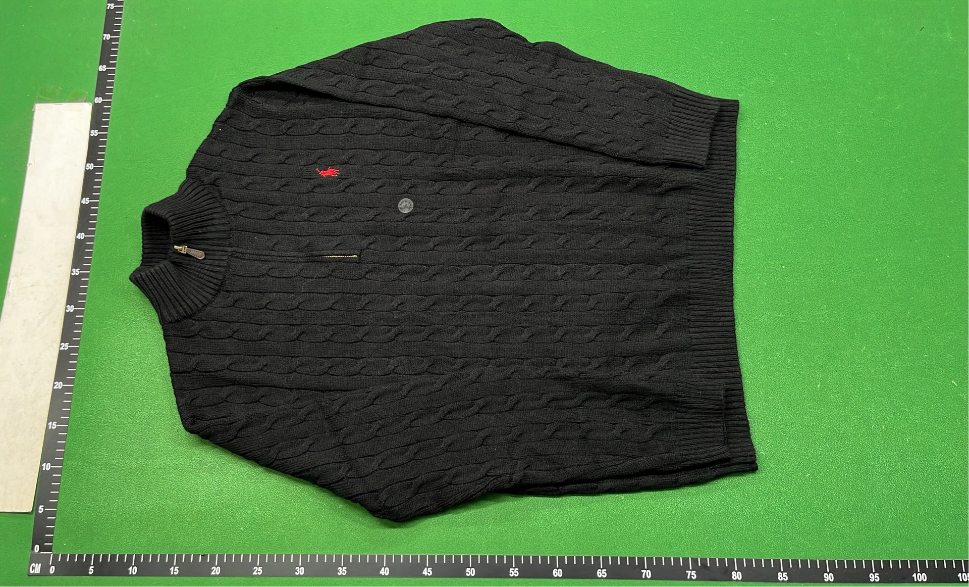 Men's Black Quilted Zip-Up Sweater with Pony Logo