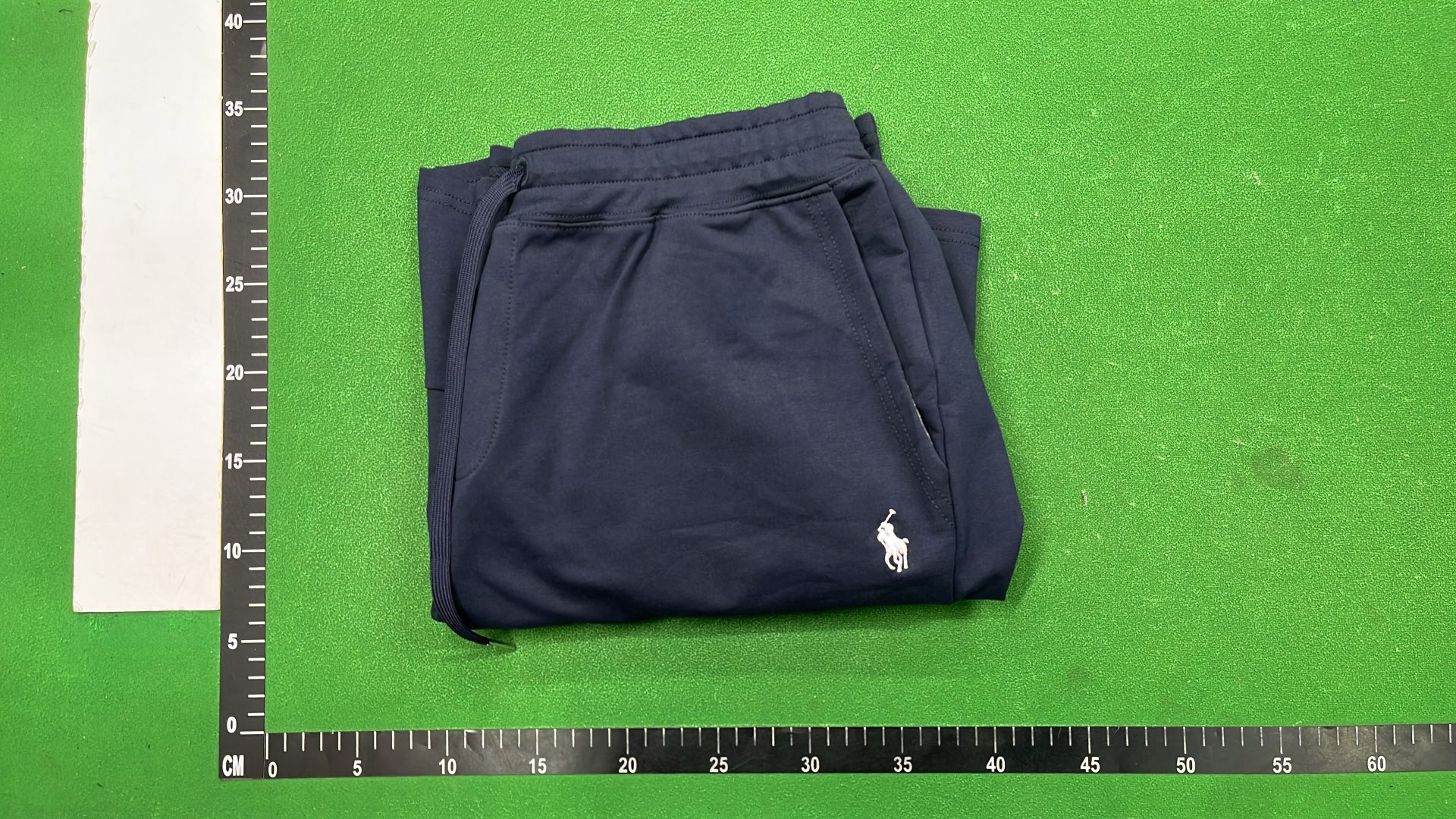 Navy Blue Drawstring Shorts with Red Pony Logo