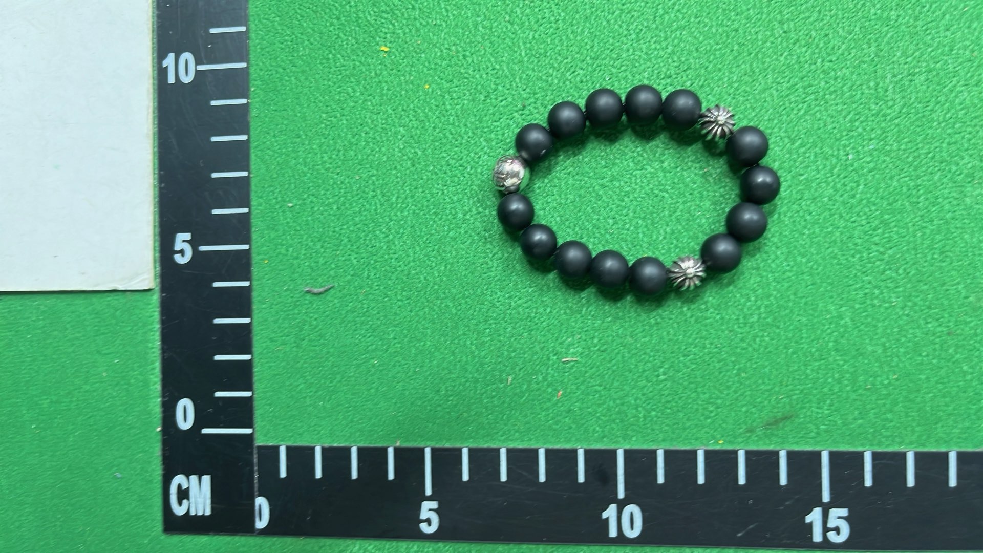 White Onyx & Silver Beaded Bracelet for Men Women