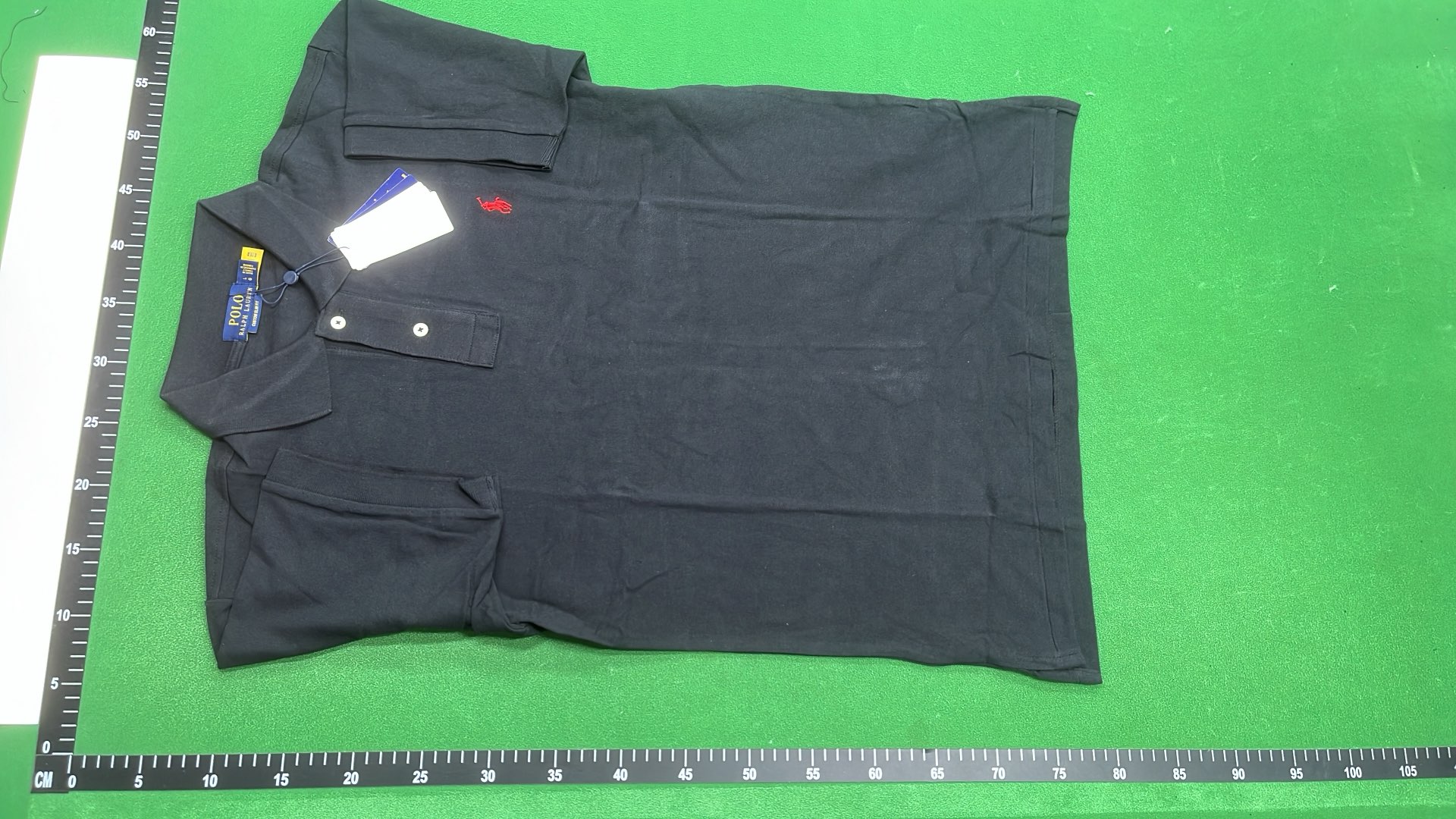 Black Custom Slim Fit Polo Shirt with Red Pony Logo