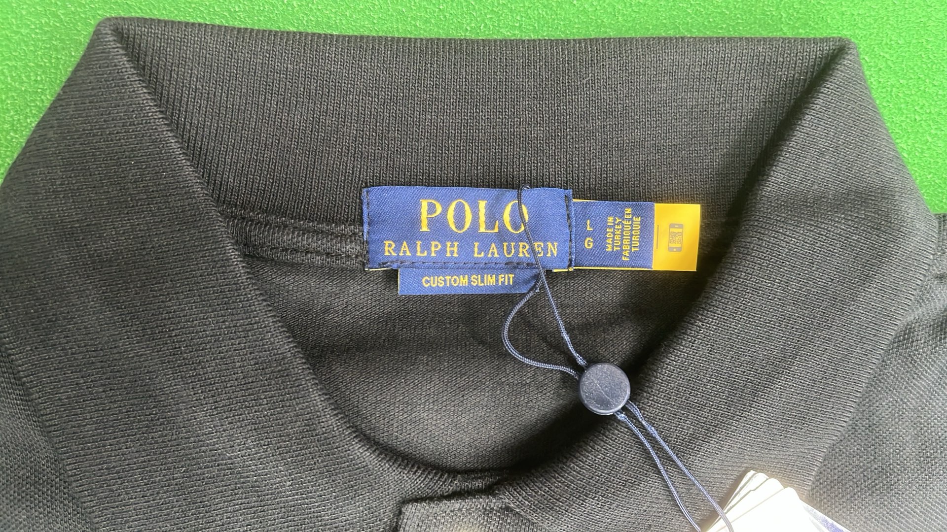 Black Custom Slim Fit Polo Shirt with Red Pony Logo
