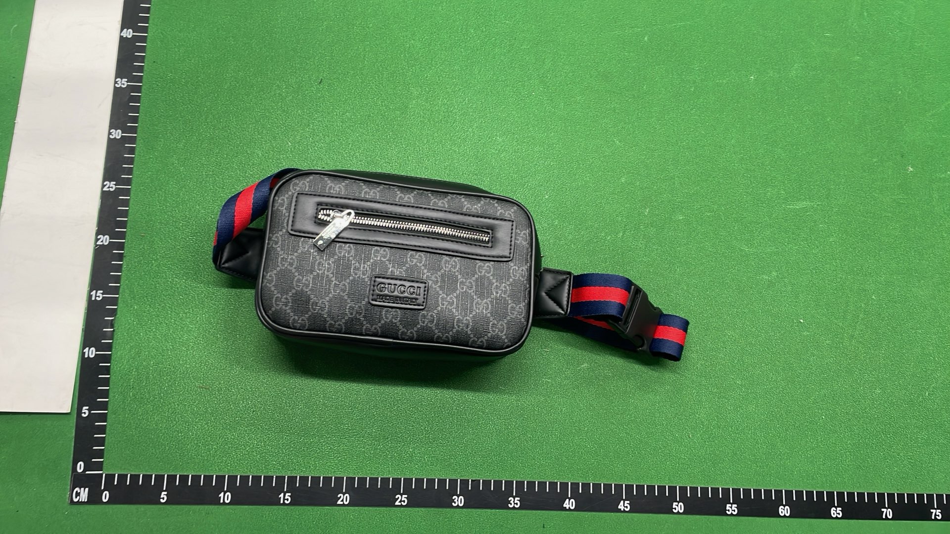 Gucci GG Supreme Web Belt Bag - Black and Red Stripe