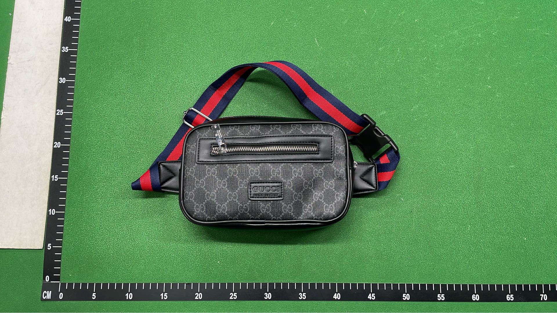 Gucci GG Supreme Web Belt Bag - Black and Red Stripe