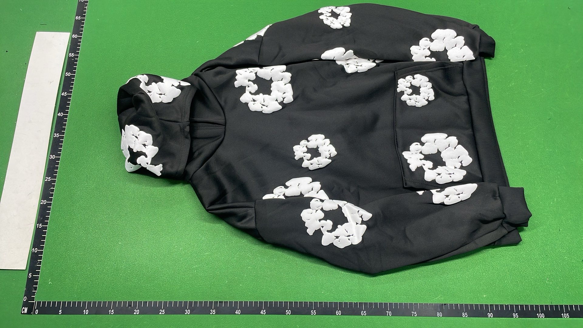Red Floral Print Hoodie with White Pattern