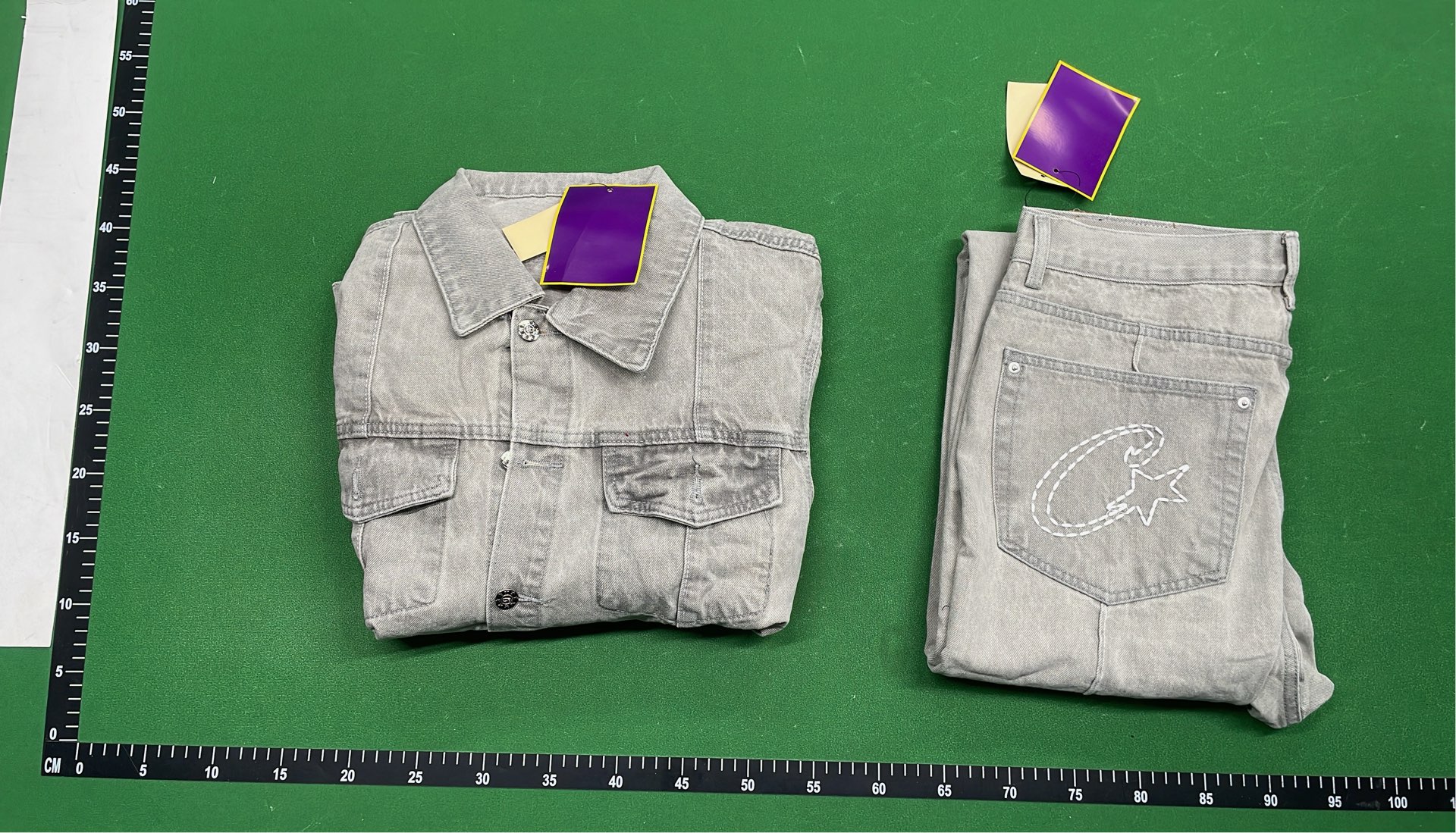Gray Denim Jacket and Pants Set for Men