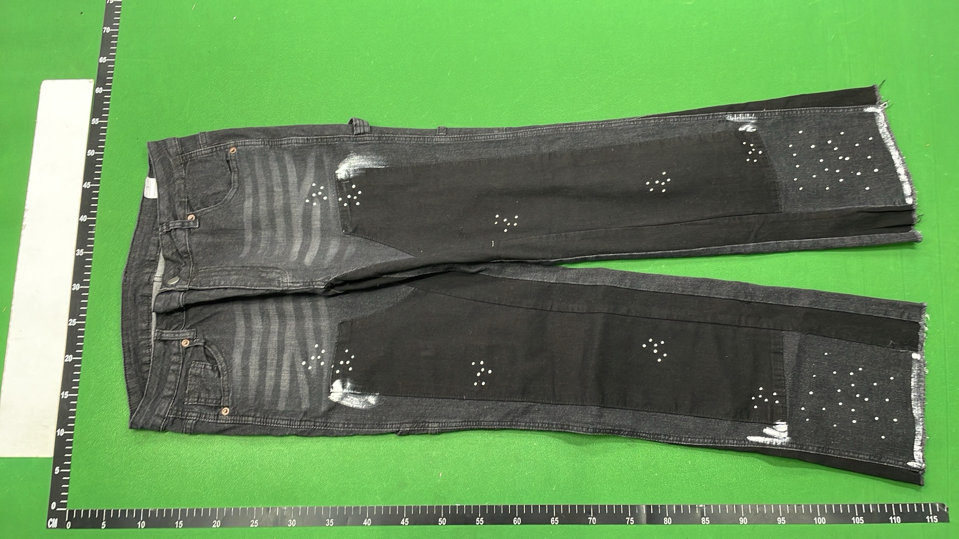 Distressed Paint-Splatter Cargo Jeans for Men - Blue, Gray, Black