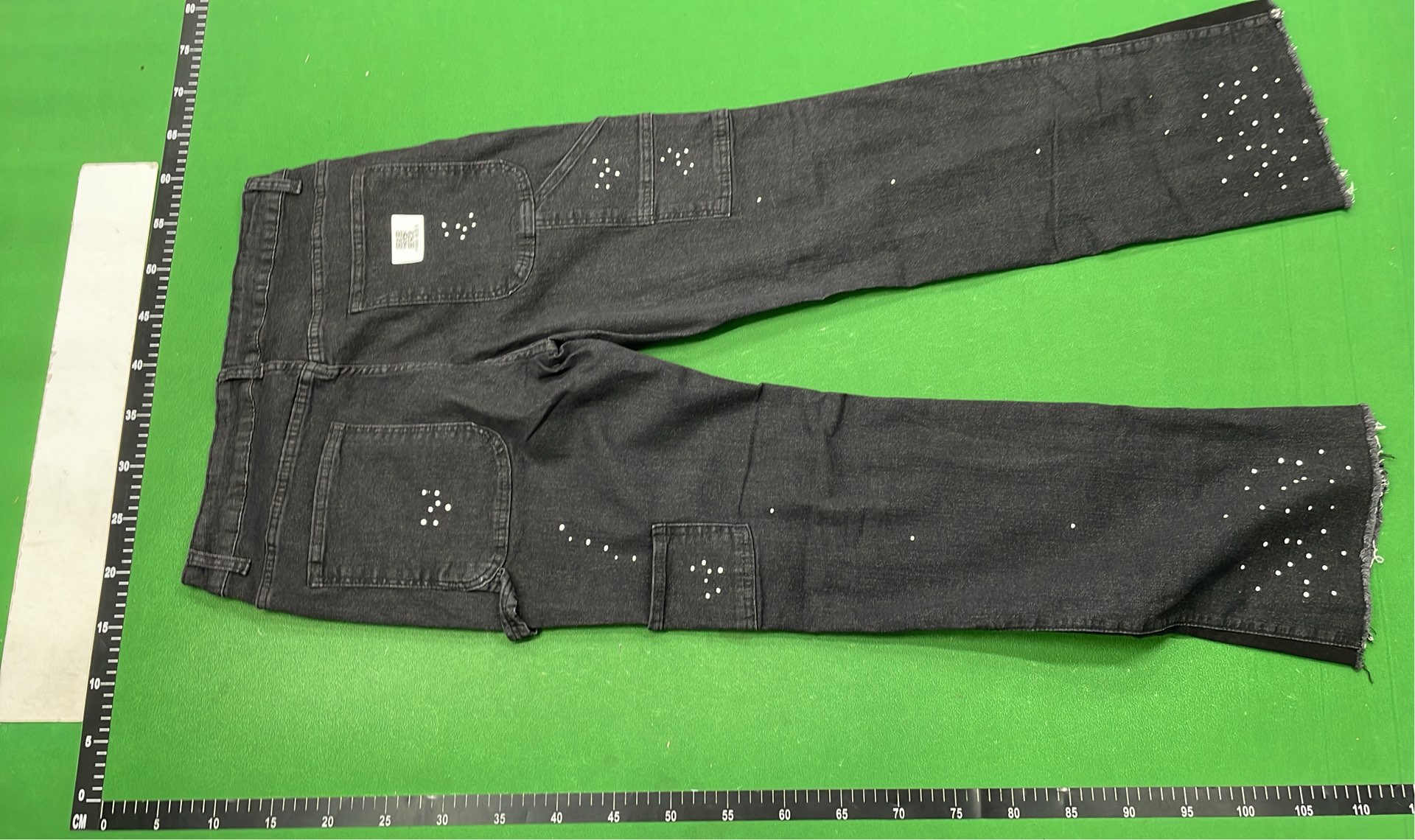 Distressed Paint-Splatter Cargo Jeans for Men - Blue, Gray, Black