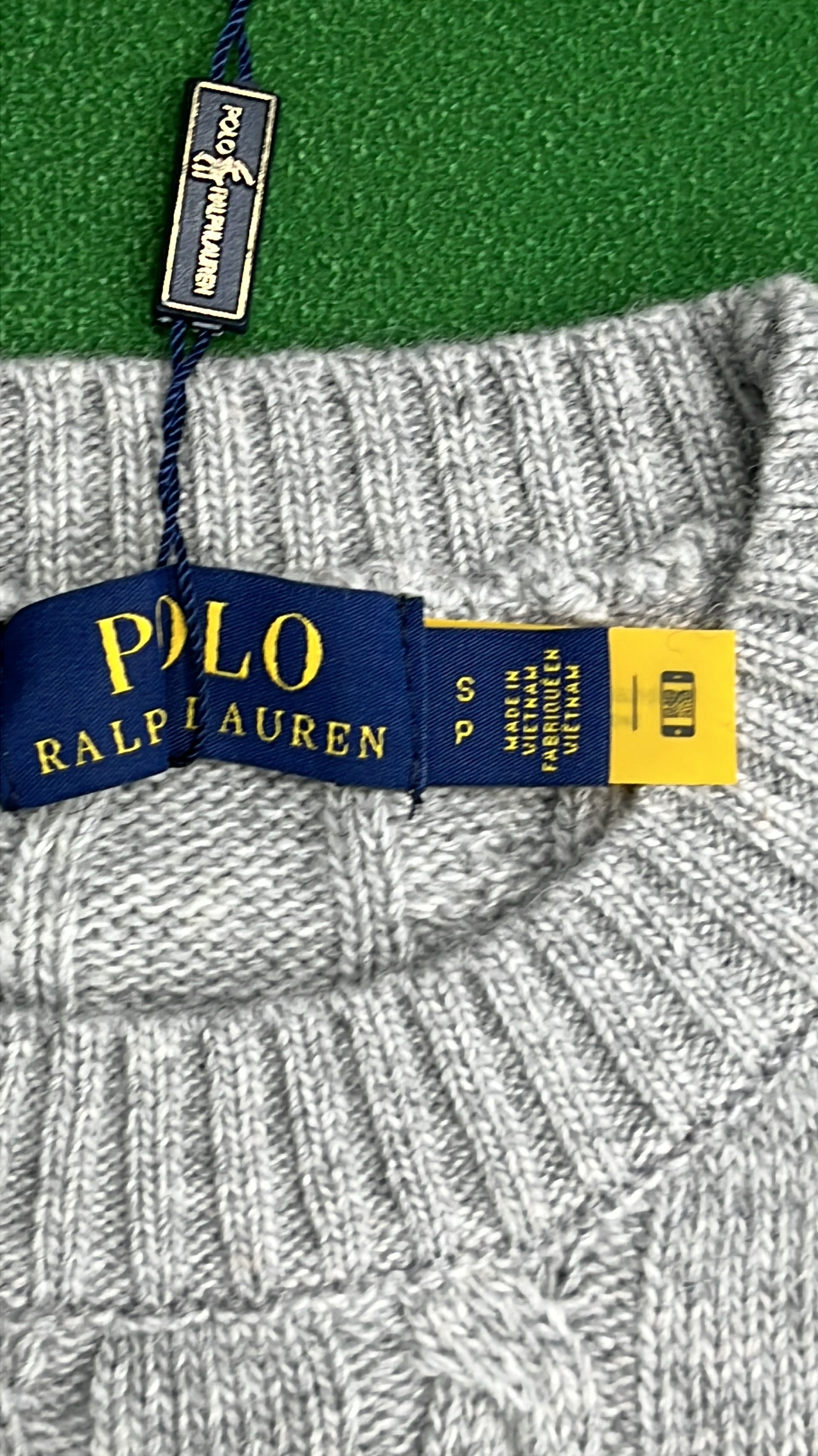 Men's Navy Cable Knit Sweater with Pony Logo