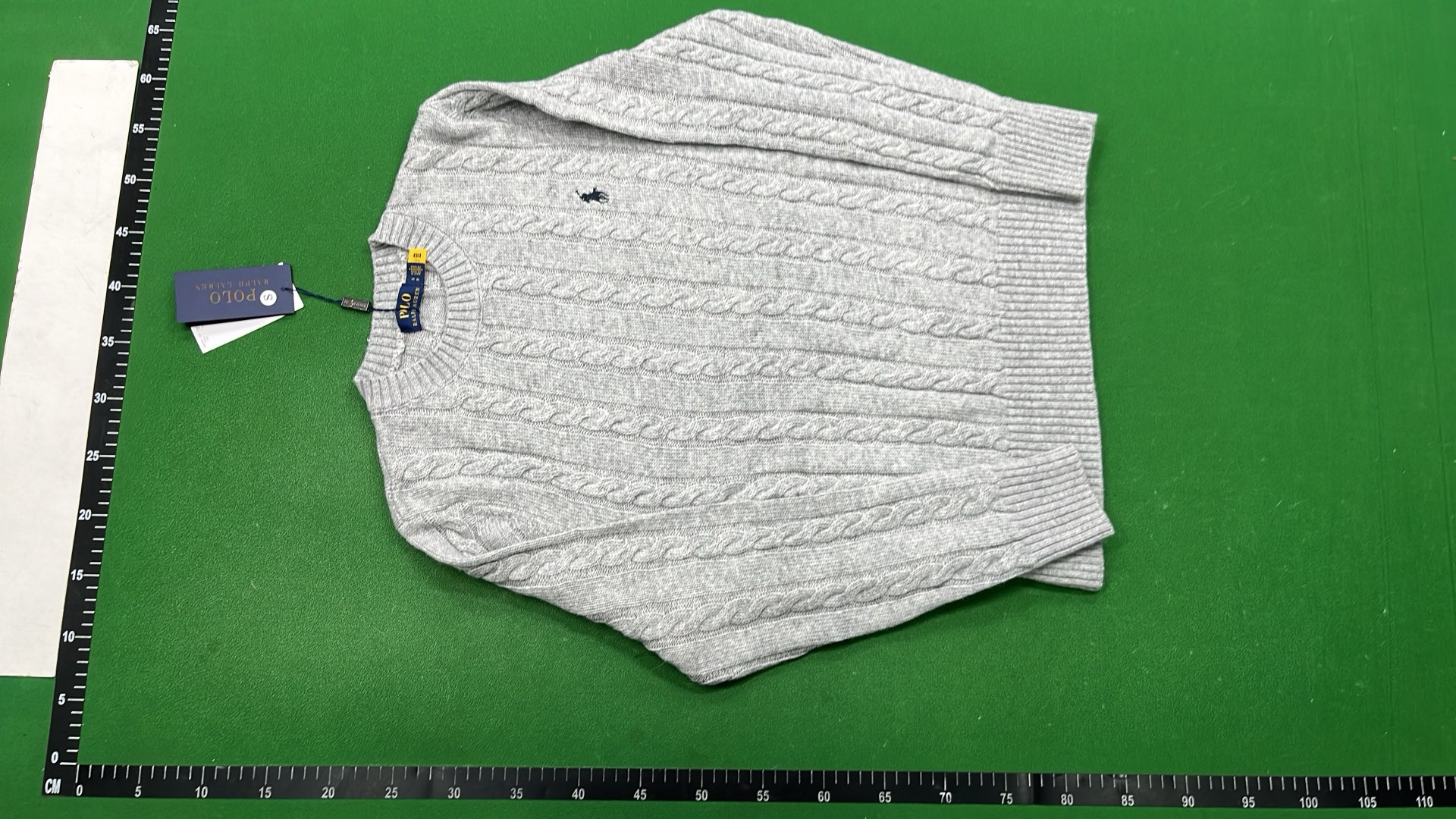 Men's Navy Cable Knit Sweater with Pony Logo