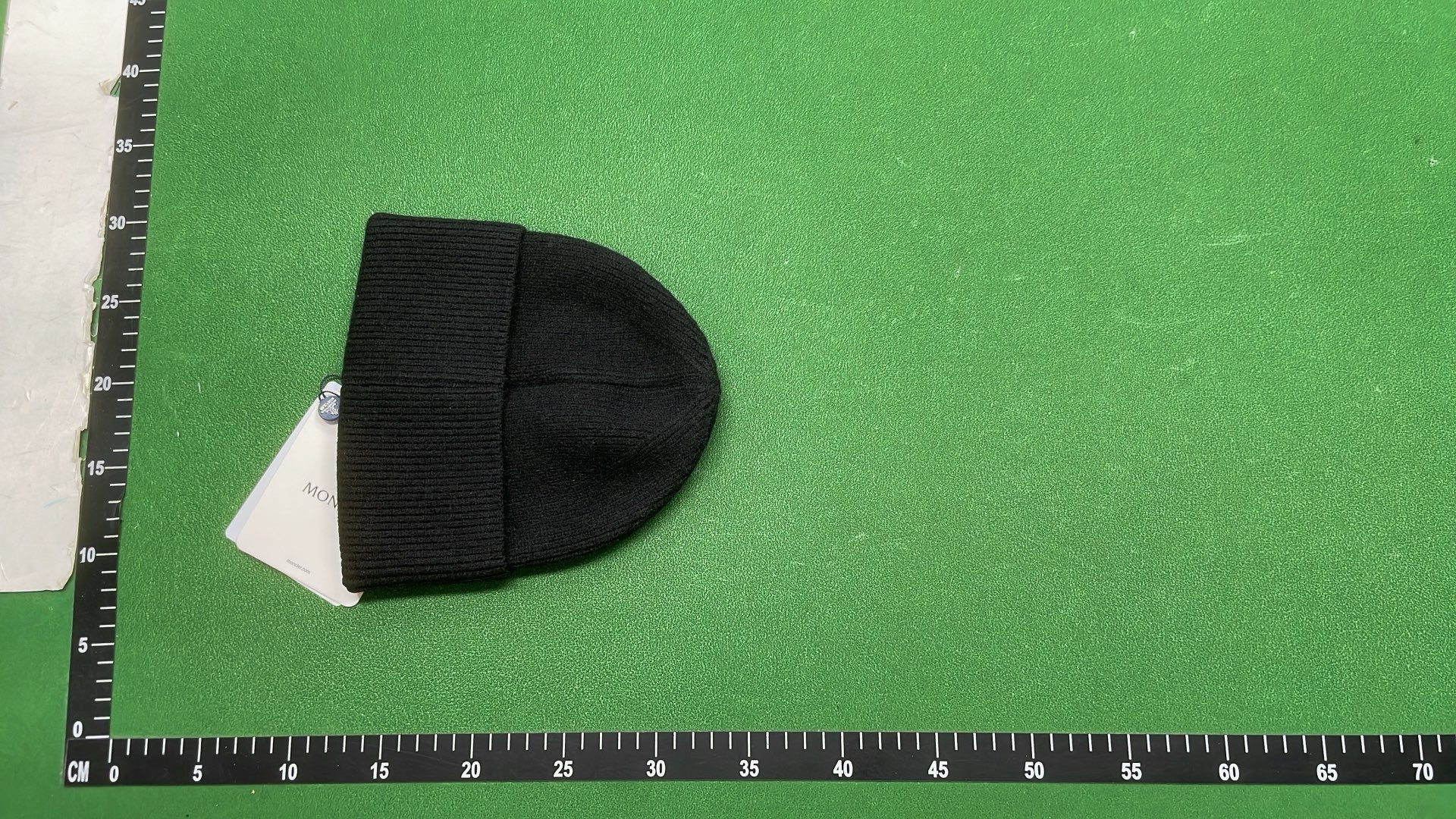 Moncler Black Knit Beanie with Logo Patch