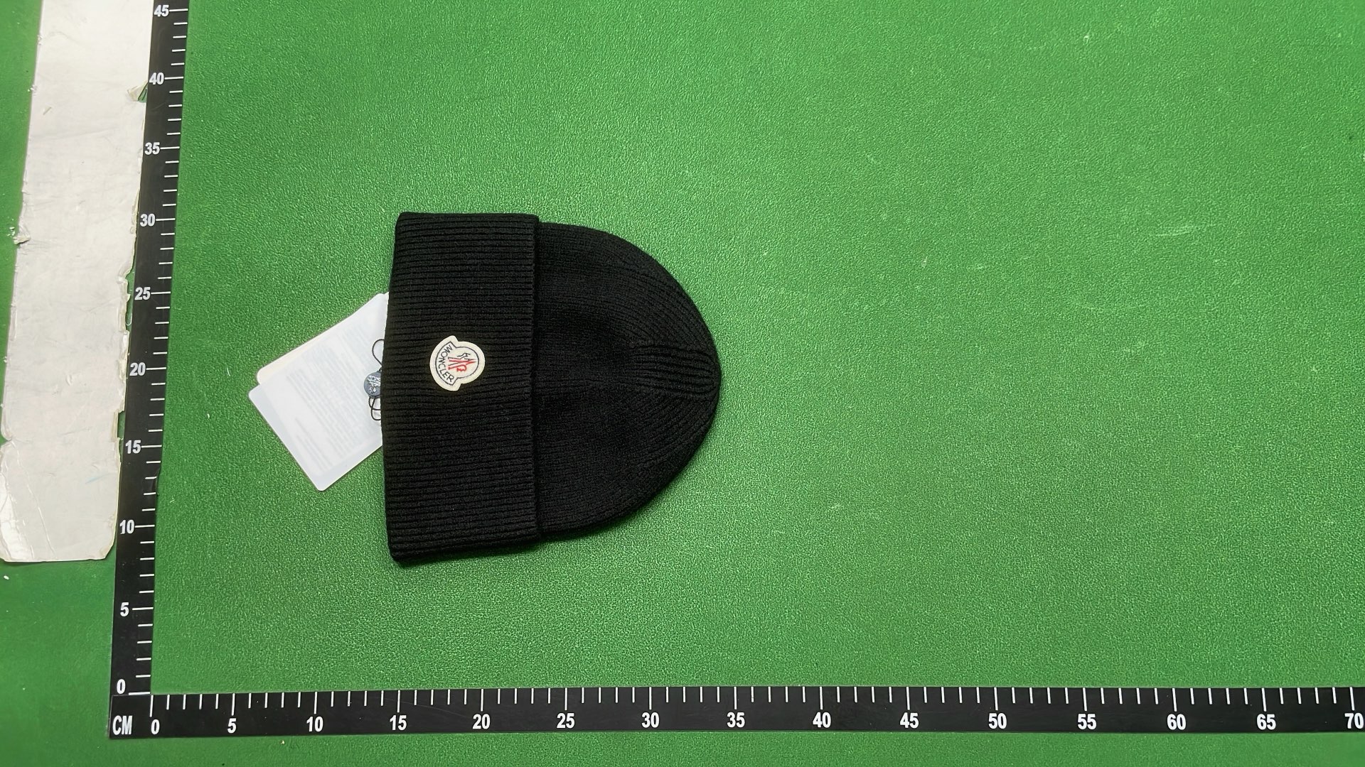Moncler Black Knit Beanie with Logo Patch