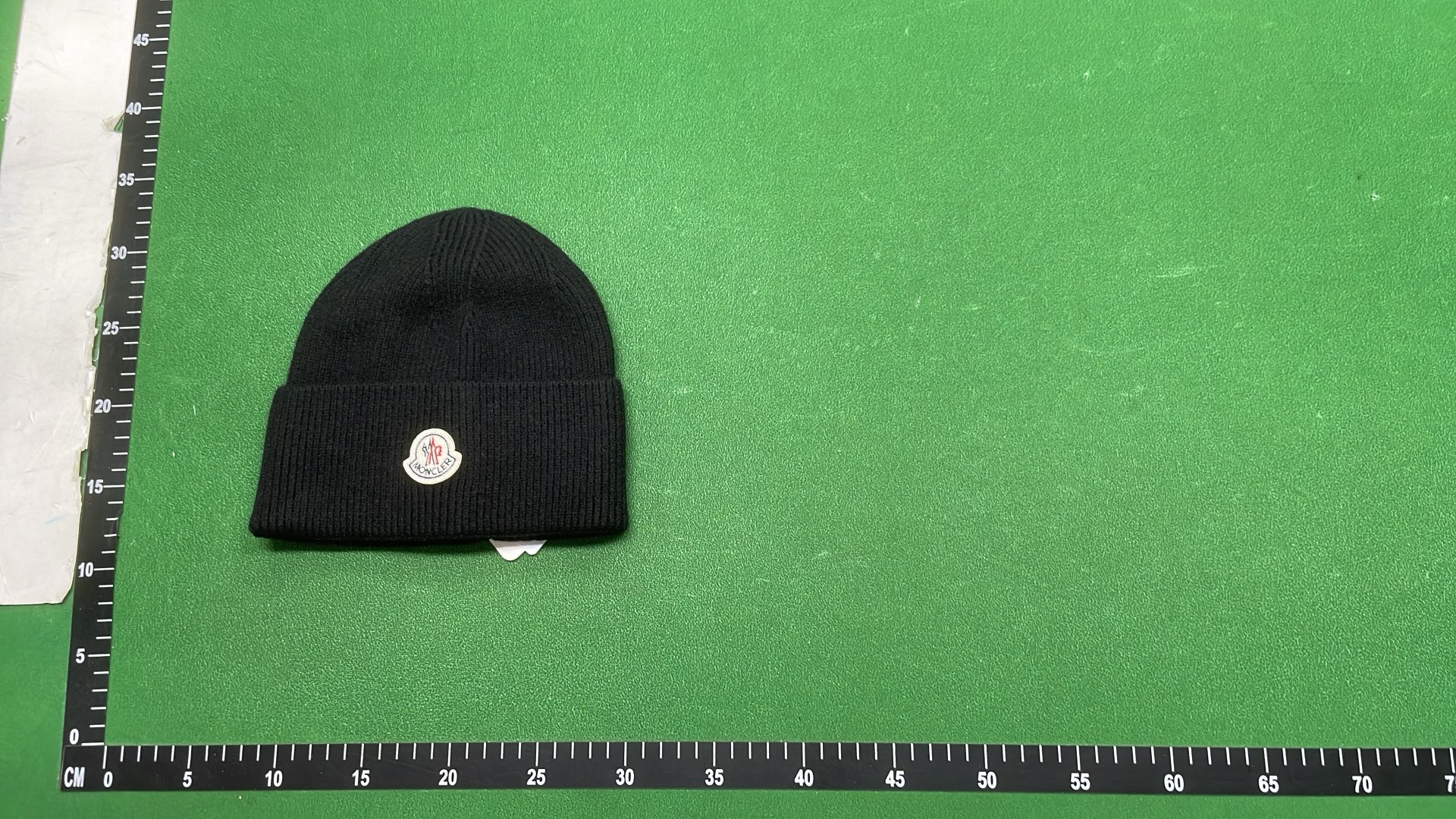 Moncler Black Knit Beanie with Logo Patch