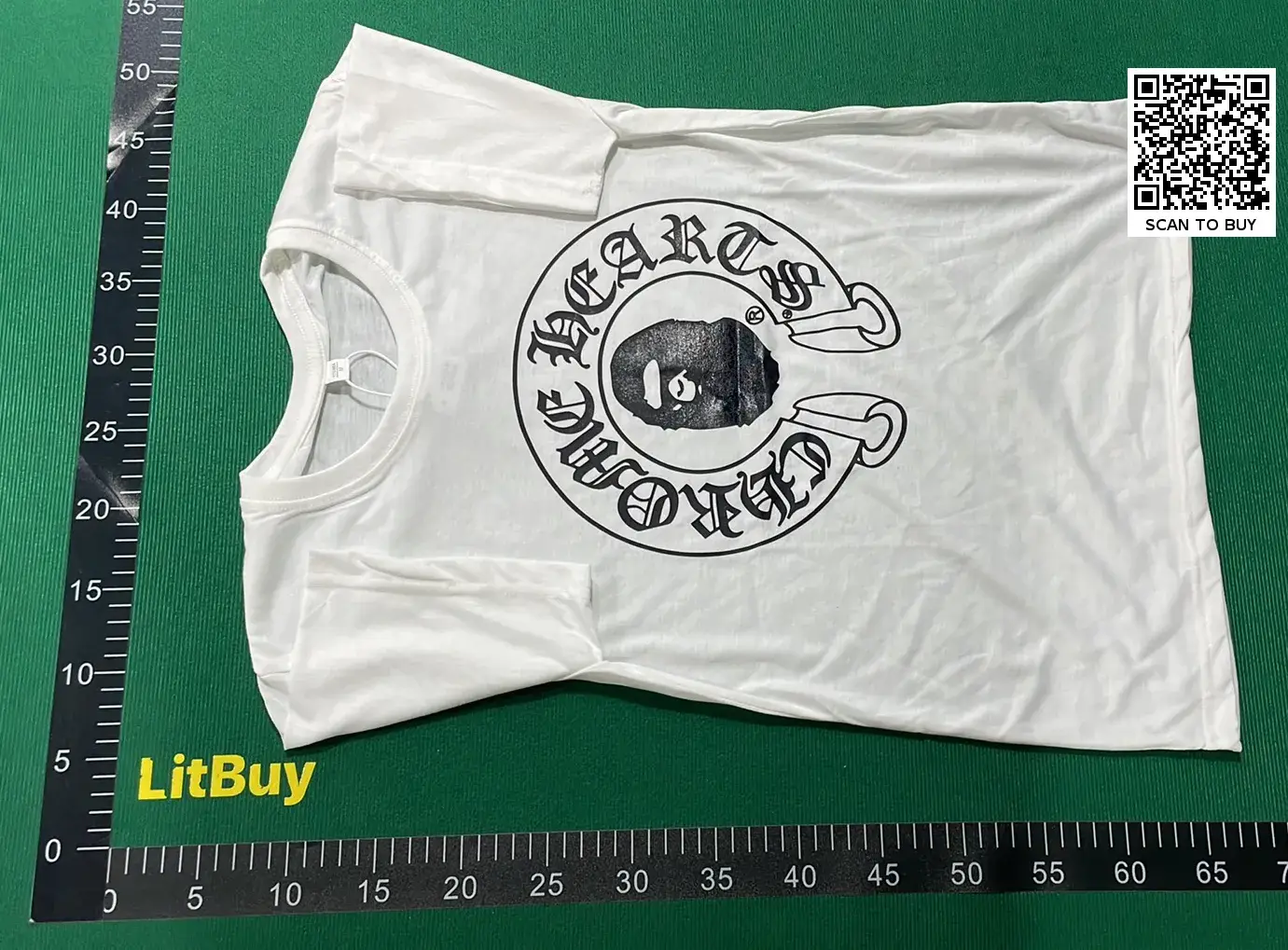  🔥BAPE跨境外贸短袖十字架小猴子梵文印花潮宽松纯棉圆领男女T恤 – QC photos preview | CnFans  | 7520041075