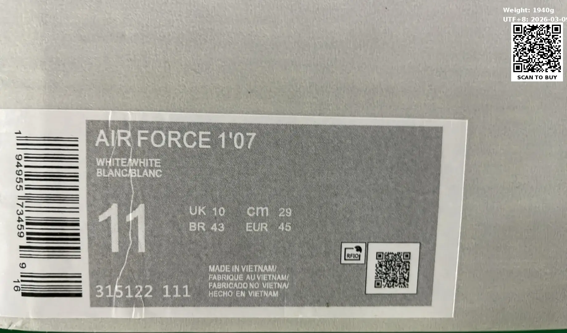 Nike Air Force 1 (3+)  in the Best OopBuy Spreadsheet QC photos