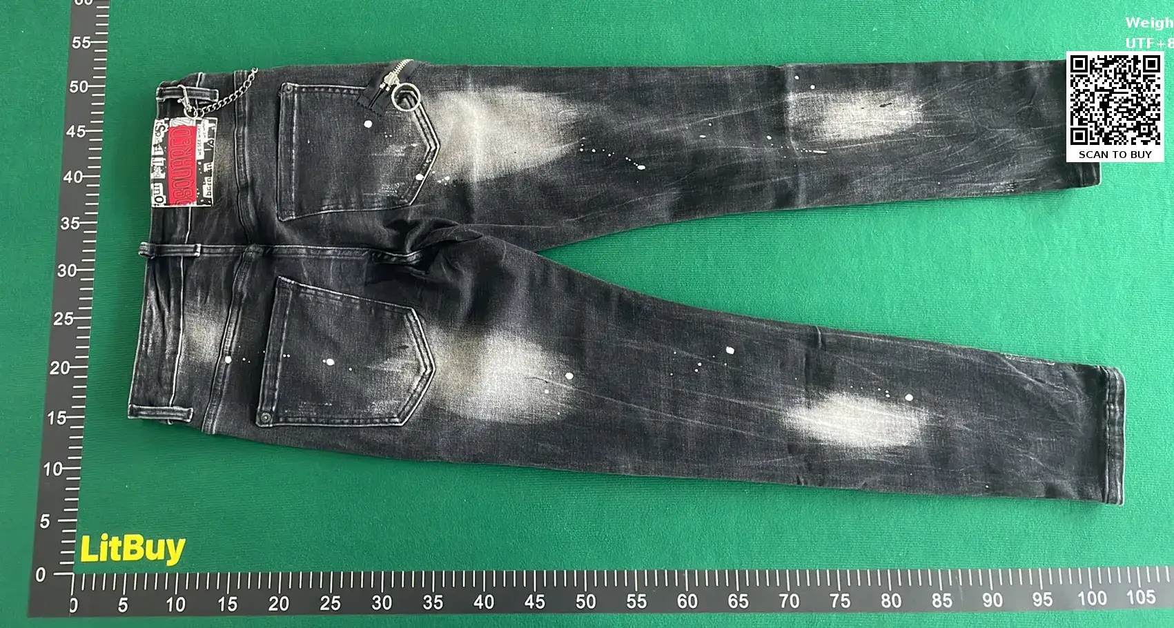 DS欧美外贸牛仔裤修身黑色印花金属挂件棉弹小直筒经典款男装潮牌  in the Best OopBuy Spreadsheet QC photos