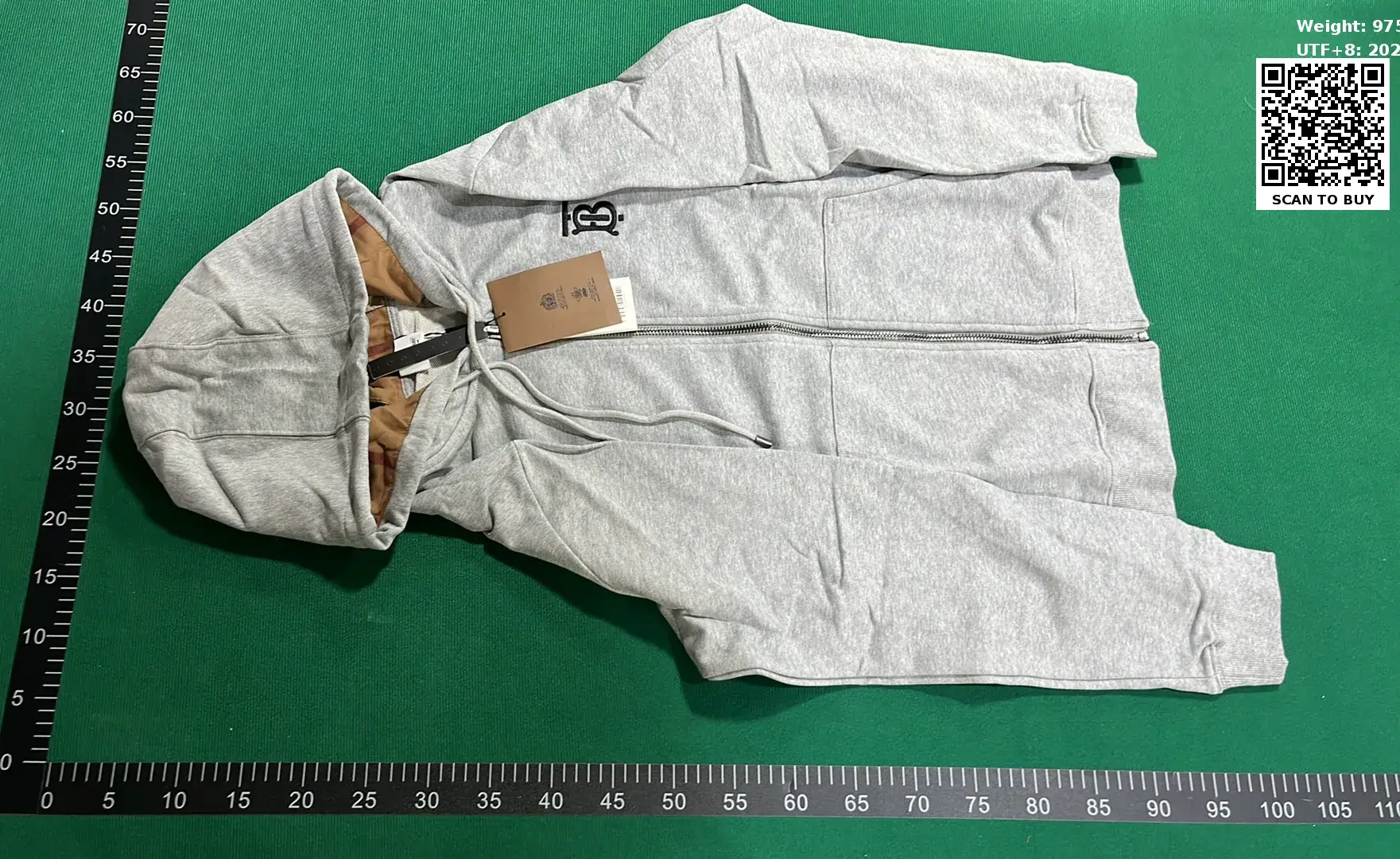 BURBERRY.。Chest logo plaid hat zipper hooded sweatshirt  in the Best OopBuy Spreadsheet QC photos