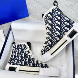 D's B23 high-top canvas breathable mesh letters all-match lace-up casual sneakers-P4M