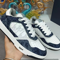 D-brand letter embroidered casual sneakers cowhide stitching fashionable sports flat sneakers-P4M